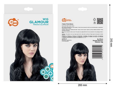 PERUKA CZARNA Z GRZYWKĄ