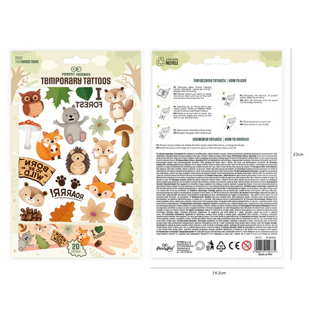 TATUAŻE ZMYWALNE LEŚNI PRZYJACIELE 20 SZT.