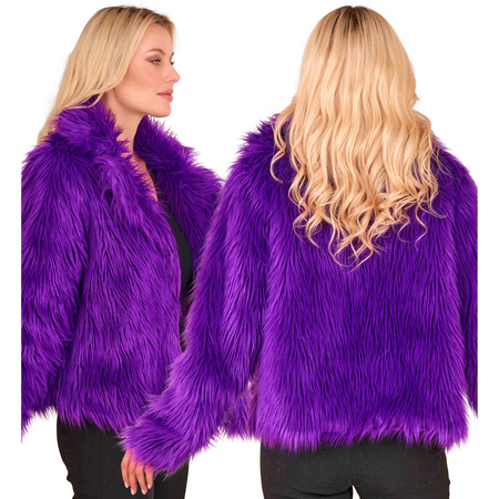 KURTKA DAMSKA FIOLETOWA WŁOCHATA