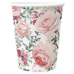 KUBECZKI PAPIEROWE RÓŻE 250 ML 8 SZT