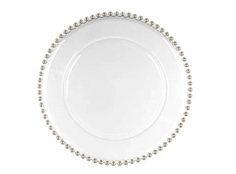 PODTALERZ Z PERŁAMI TRANSPARENTNY 32 CM