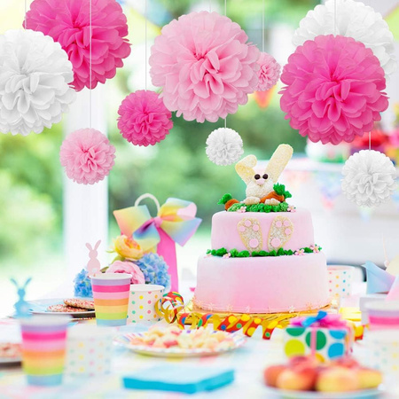 ZESTAW KWIATÓW BIBUŁOWYCH RÓŻOWY 3 SZT