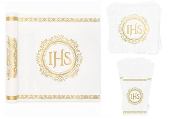 ZESTAW KOMUNIJNY IHS ZŁOTY 3 ELEMENTY