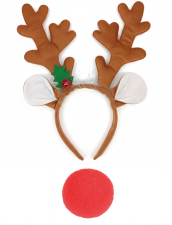 ZESTAW RENIFER: OPASKA ROGI RENIFERA + CZERWONY NOS PIANKOWY