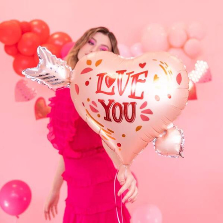 BALON FOLIOWY SERCE ZE STRZAŁĄ 69x54 CM