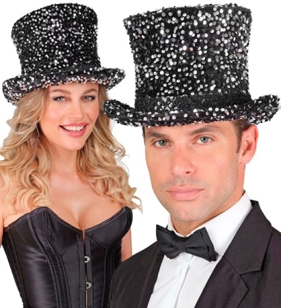 CYLINDER CEKINOWY SREBRNY