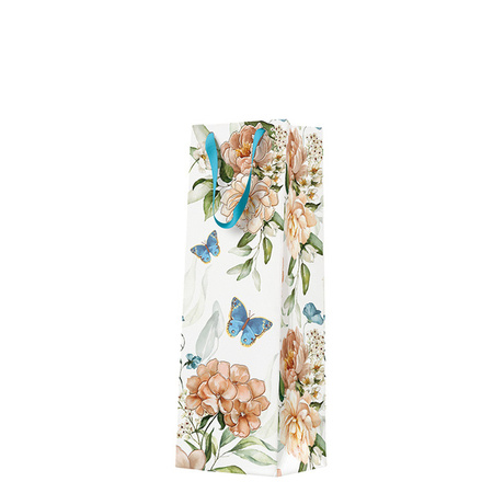 TORBA PREZENTOWA NIEBIESKIE MOTYLE 12X37X10 CM