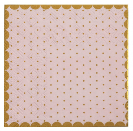 SERWETKI PAPIEROWE ZŁOTE KROPKI RÓŻOWE 25 CM 20 SZT