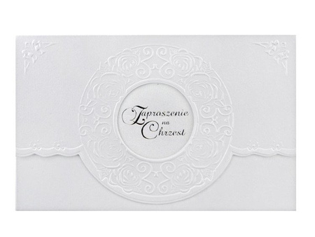 Zaproszenia na Chrzest z tłoczeniem, perłowy (1 karton / 50 op.) (1 op. / 10 szt.)