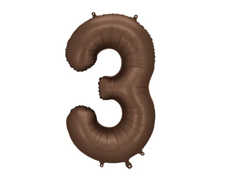 BALON FOLIOWY CYFRA 3 86CM MOCCA