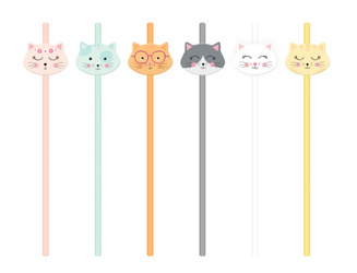 SŁOMKI PAPIEROWE KOTKI 19,5 CM 6 SZT