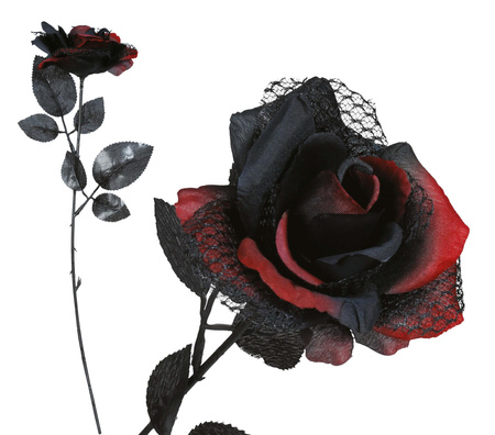 SZTUCZNA RÓŻA CZERWONO-CZARNA 43 CM