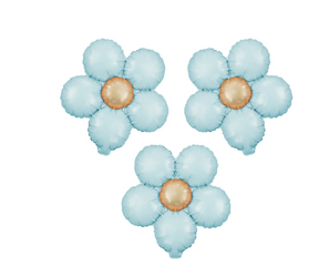 BALONY FOLIOWE KWIATY NIEBIESKI MATOWY 45 CM 3 SZT