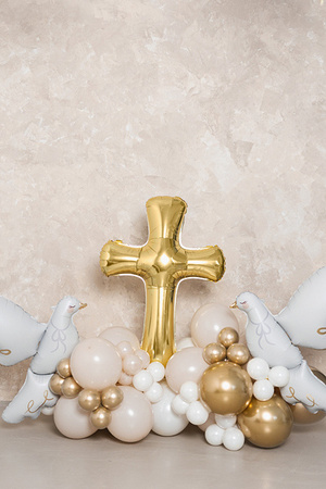 BALON FOLIOWY KRZYŻ 103 X 74 CM ZŁOTY
