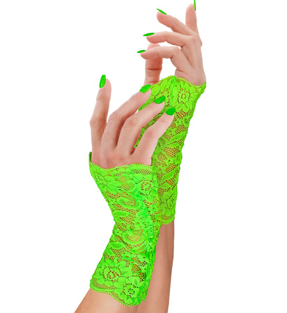 RĘKAWICZKI KORONKOWE ZIELONE NEONOWE