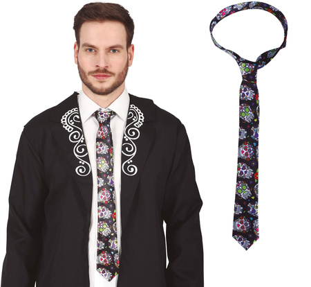 KRAWAT KOLOROWE CZASZKI LOS MUERTOS