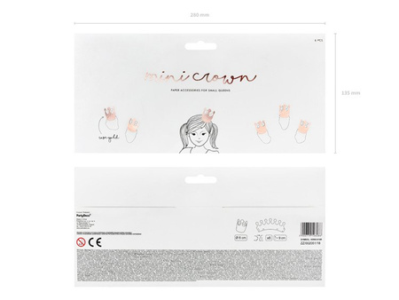 KORONA PARTY RÓŻOWE ZŁOTO 6 CM 6 SZT