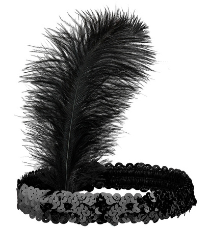 OPASKA RETRO CZARNA Z PIÓREM