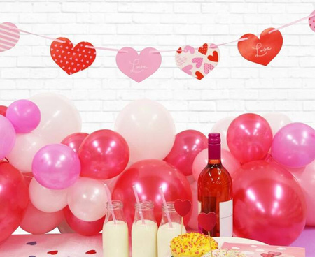 Girlanda papierowa Serca, wzorki, 200 cm