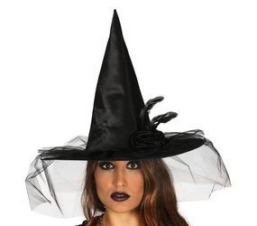 KAPELUSZ CZAROWNICY Z WOALKĄ
