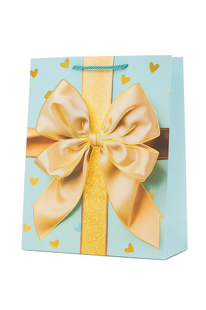 TOREBKA PREZENTOWA KOKARDA ZŁOTO BŁĘKITNA 26 X 32 X 10 CM