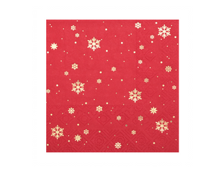 SERWETKI CZERWONE PAPIEROWE ZŁOTE GWIAZDKI 25 CM 20 SZT