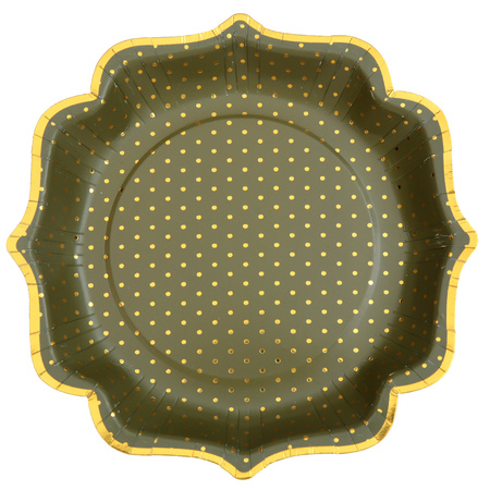 ZESTAW OLIWKOWE TALERZYKI+KUBECZKI W KROPKI