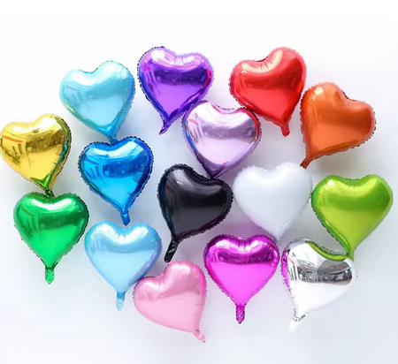 BALON FOLIOWY NA PATYCZKU SERCE RÓŻOWY 10 CM