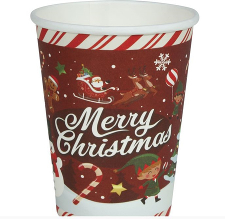 KUBECZKI PAPIEROWE MERRY CHRISMAS ELF 240 ML 6 SZT.
