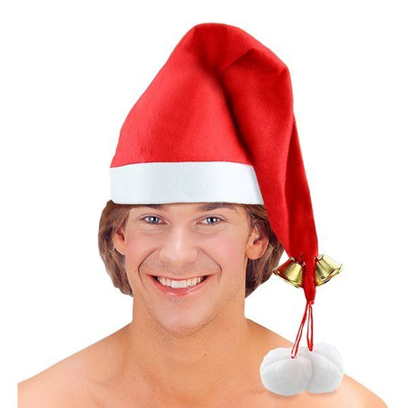 CZAPKA MIKOŁAJA Z DZWONECZKAMI