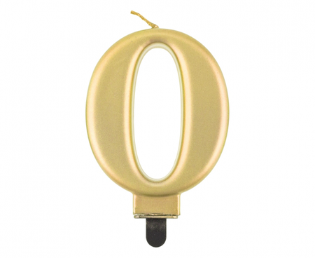 ŚWIECZKA CYFRA 0 ZŁOTA METALICZNA 8 CM
