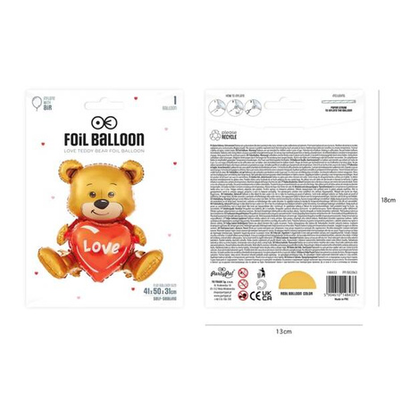 BALON FOLIOWY MIŚ Z SERCEM 41x50x31cm
