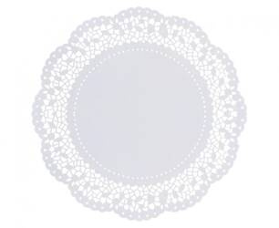 SERWETKA DEKORACYJNA BIAŁA OKRĄGŁA 30 CM 12 SZT.