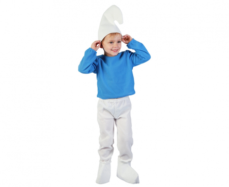 Zestaw Niebieski Skrzat - chłopiec (koszula, spodnie z butami, czapka) rozm. 92-104 cm