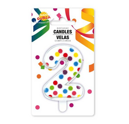 Swieczka Confetti Cyfra 2, 6.5 cm