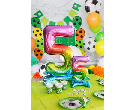 BALON FOLIOWY STOJĄCY 74 CM CYFRA 5 TĘCZA