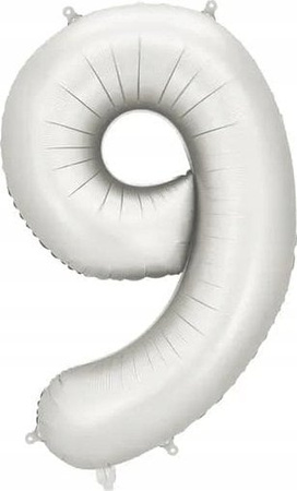 BALON FOLIOWY 9 CYFRA 86 CM SREBRNY