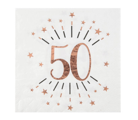 SERWETKI PAPIEROWE 50 URODZINY RÓŻOWE 33 CM 10 SZT.