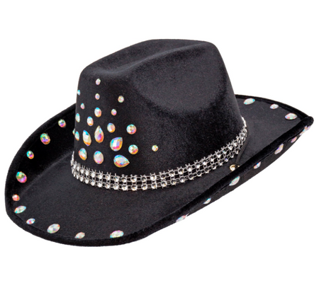 KAPELUSZ KOWBOJSKI CZARNY Z DIAMENTAMI