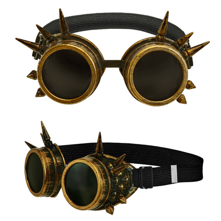 OKULARY GOGLE STEAMPUNK POSTARZAŁE ZŁOTO
