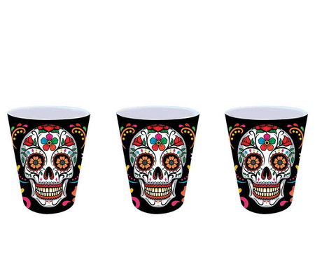 KUBECZKI Z MOTYWEM KWIATOWYM I CZASZKAMI 6 CM 3 SZT.