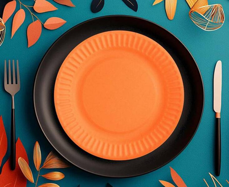 ZESTAW TALERZYKI+KUBECZKI POMARAŃCZOWE