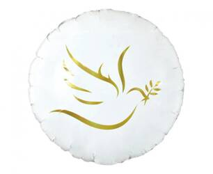BALON FOLIOWY ZŁOTY GOŁĄBEK OKRĄGŁY 36 CM