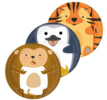 ZESTAW ZOO ZWIERZĘTA TALERZYKI+KUBECZKI+SERWETKI