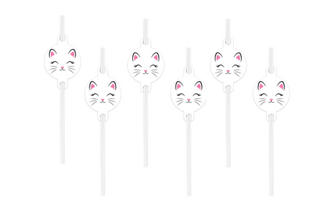 SŁOMKI PROSTE URODZINOWE KOTEK 6 SZT