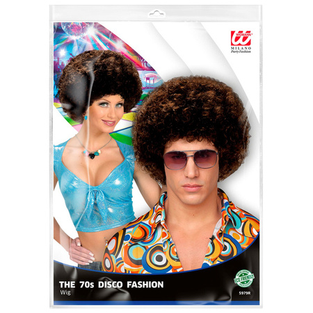 PERUKA AFRO DISCO BRĄZOWA