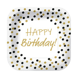 TALERZYKI PAPIEROWE 23CM BIRTHDAY CONFETTI 10 SZT.