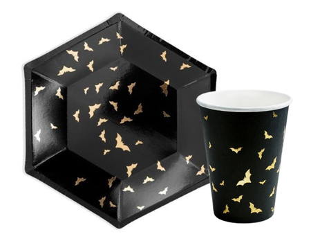 ZESTAW NIETOPERZE TALERZYKI+KUBECZKI