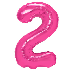 BALON FOLIOWY CYFRA 2 CIEMNORÓŻOWY 100 CM