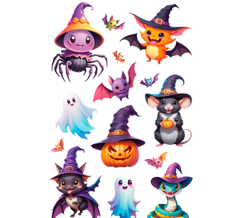 NAKLEJKI HALLOWEEN STWORKI 